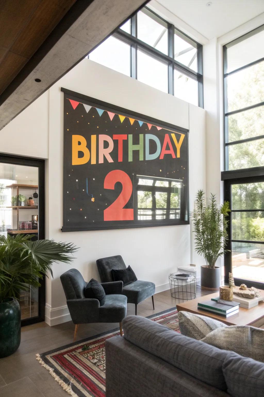 Striking lettering creates a captivating focal point for a birthday announcement.