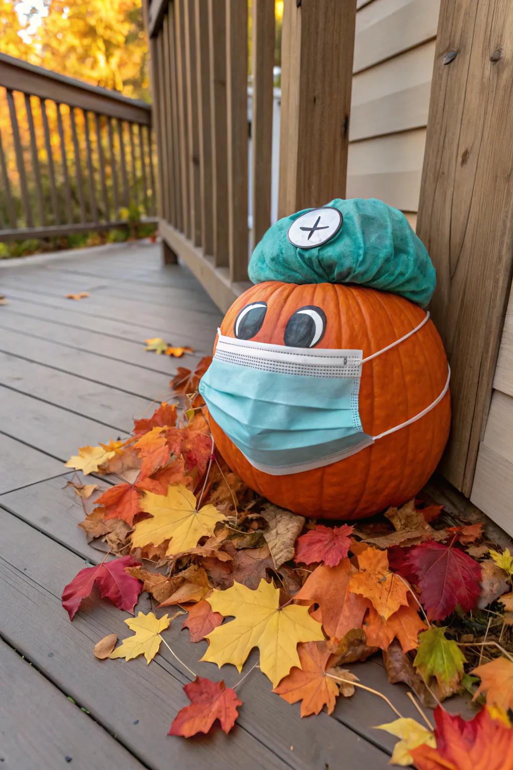 A pumpkin MD is prepared to save the day with flair and a good sense of humor.