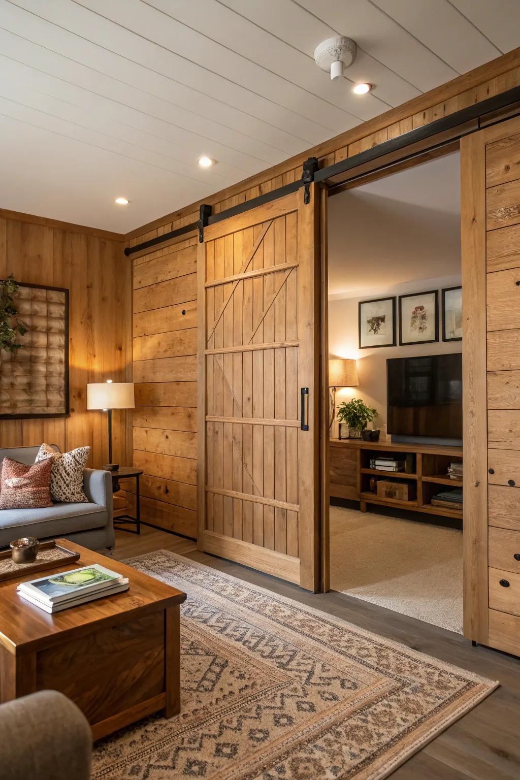 Blend doors with timber panels flawlessly for a unified, natural aesthetic.