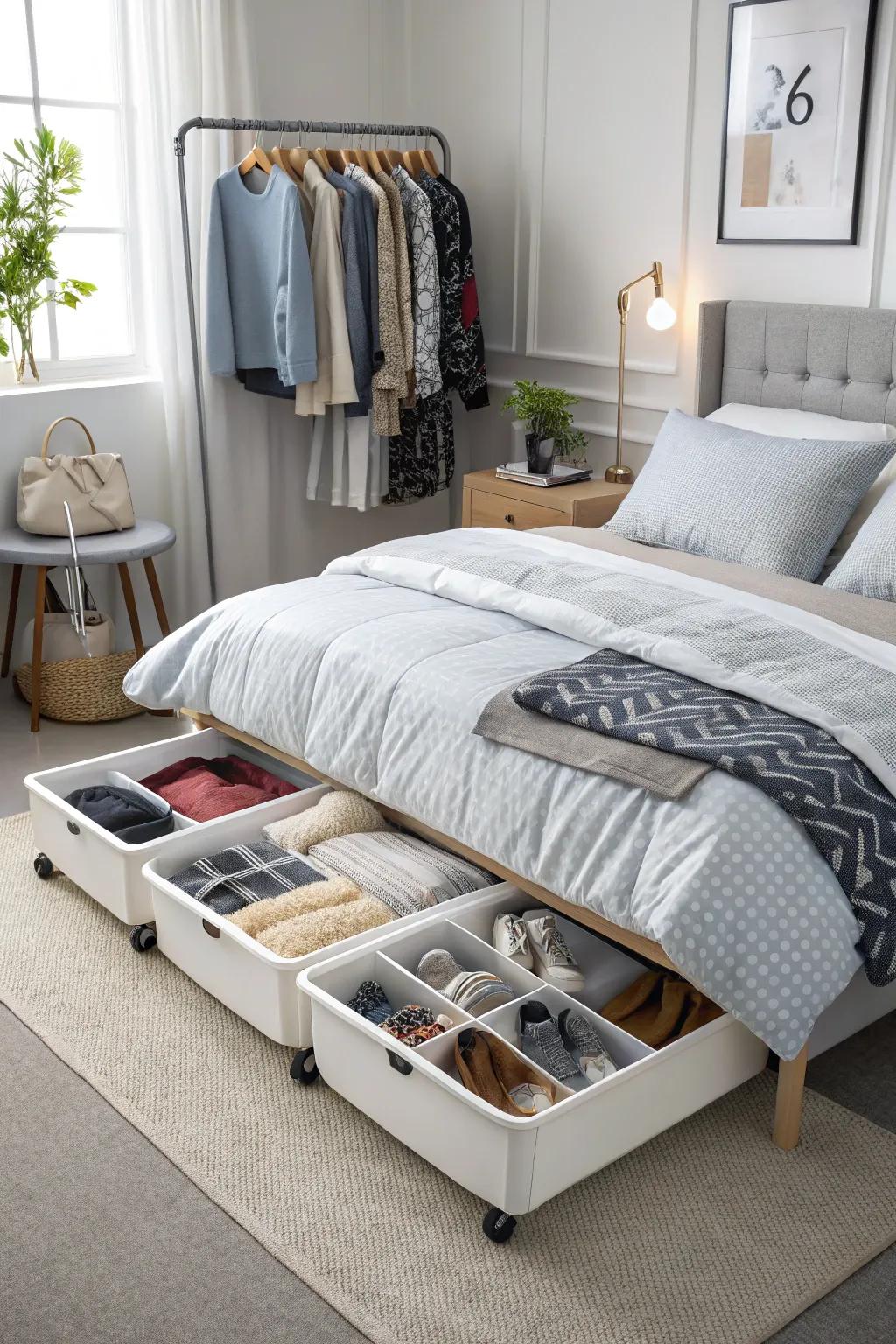 Amplify your under-bed area with rolling storage containers