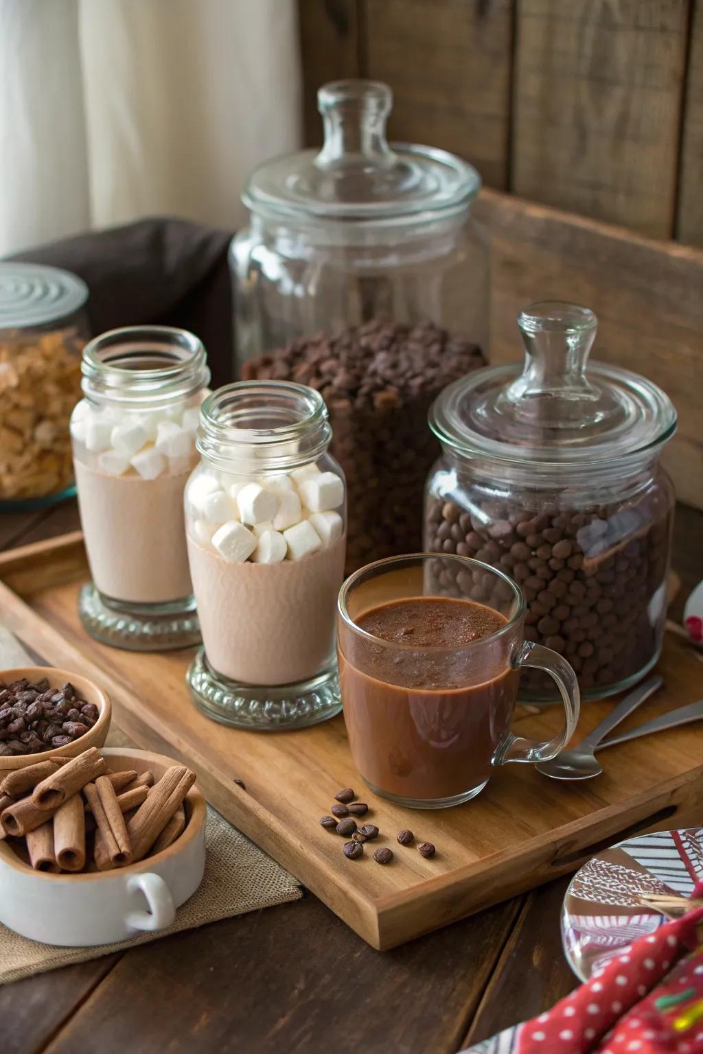 A snug hot chocolate station decked out with irresistible toppings.
