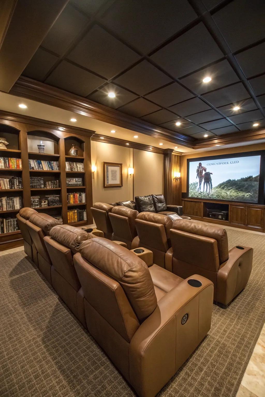 Sumptuous recliners are the ultimate indulgence for a luxury home theater experience.
