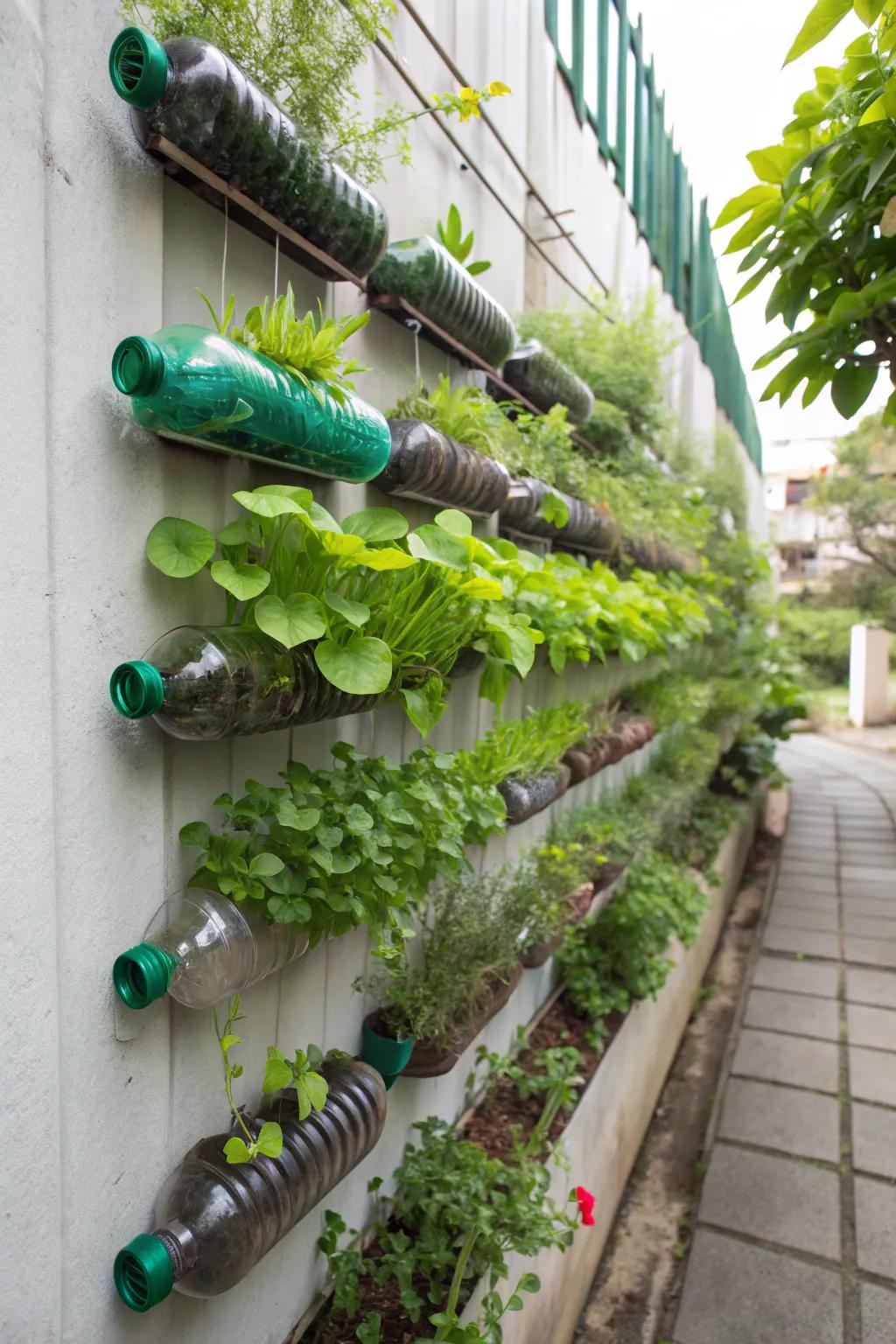 Turn used refreshment jugs into a flourishing tower garden.