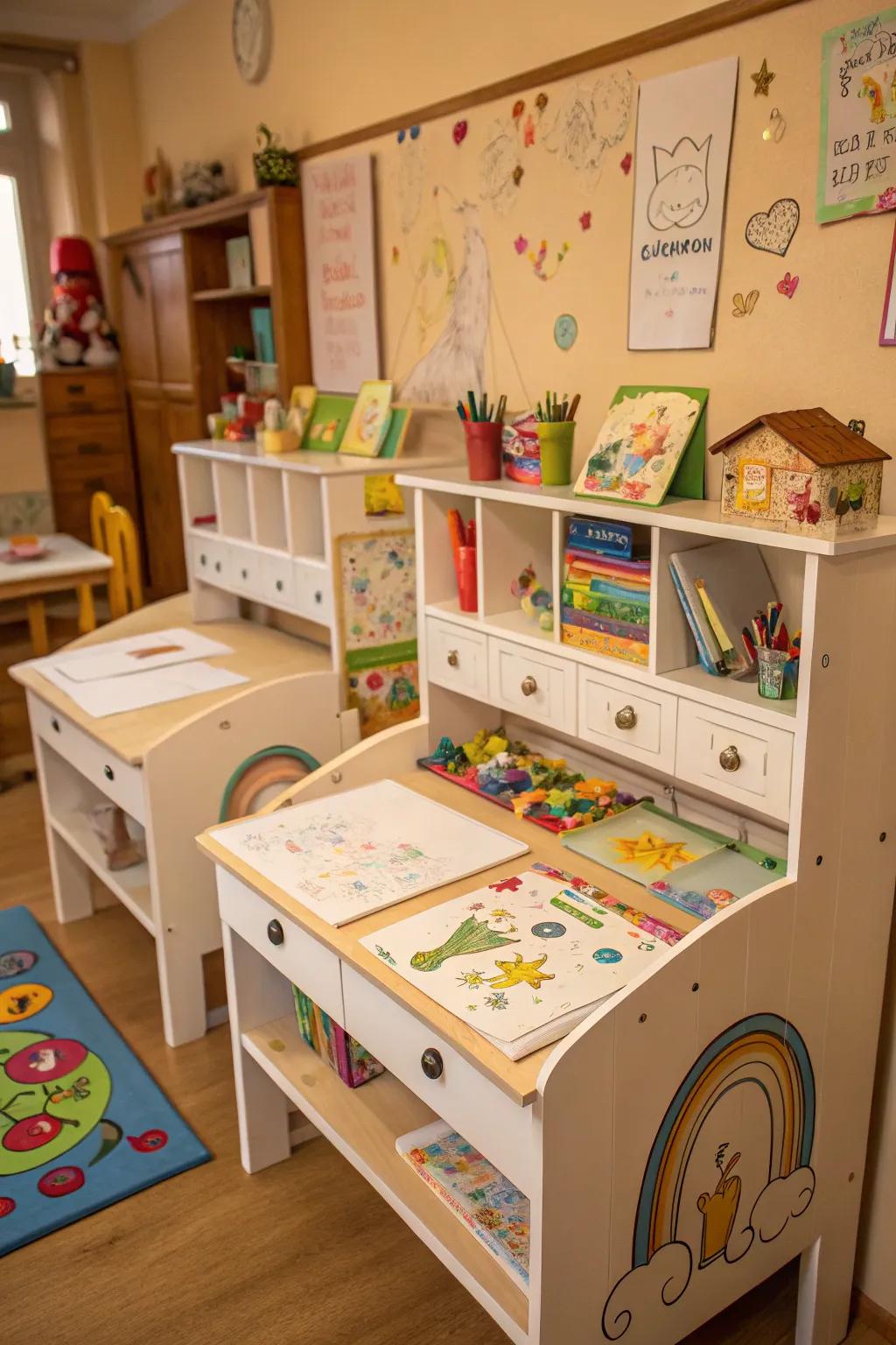 Customized personal workspaces designed around each child’s needs.