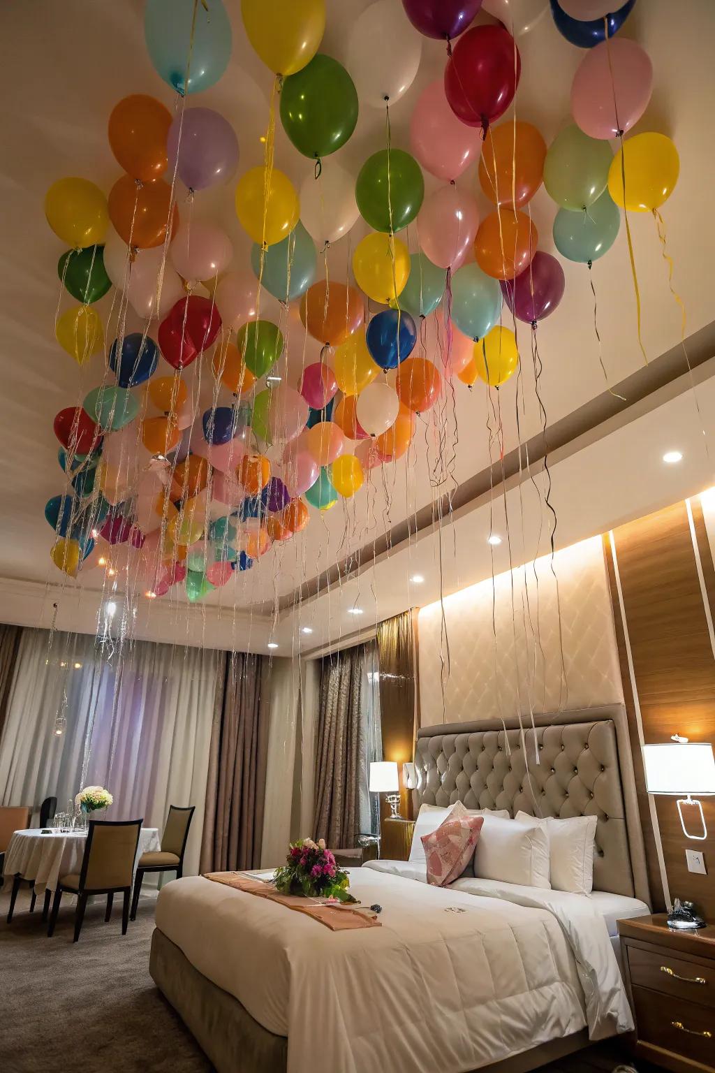 Begin your special day under a magical sky of floating balloons.