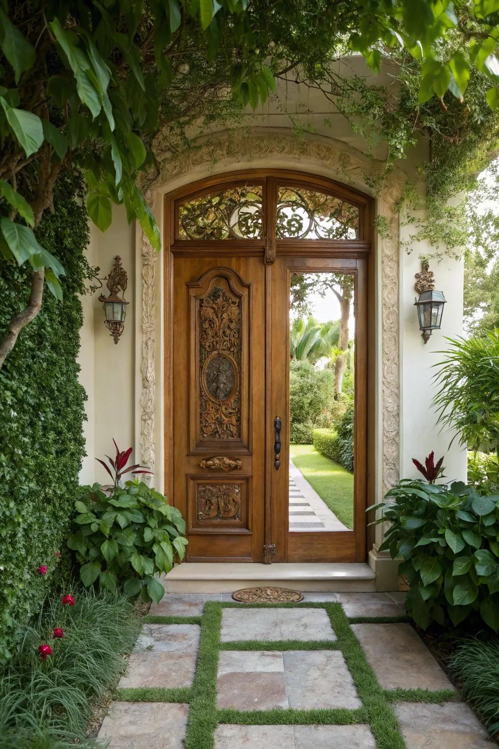 A quintessential wooden door radiating refinement and charisma.