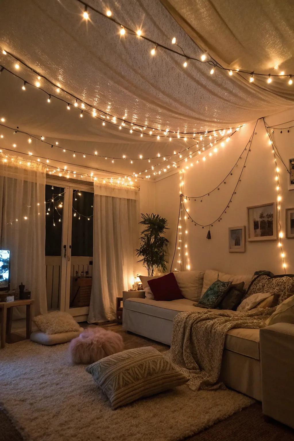 String lights add a magical touch to any party setting.