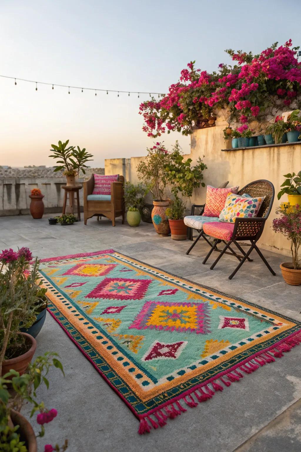 An outdoor rug can instantly make your patio feel stylish and inviting.