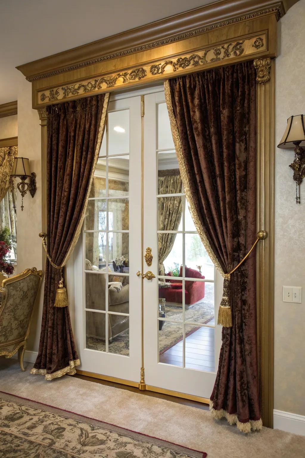 Classic curtains bring both sophistication and privacy to French doors.