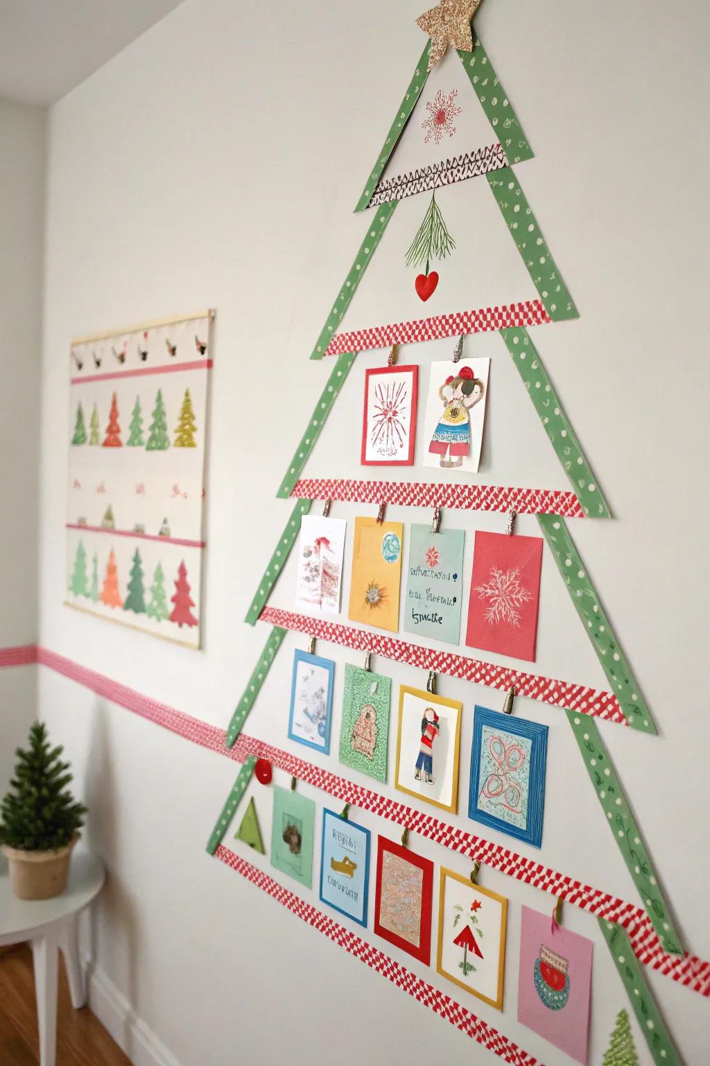 A straightforward yet captivating adhesive film Christmas tree display.