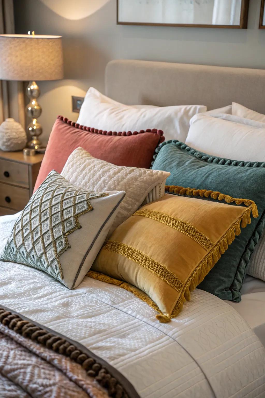 Layered pillows enhance your bed’s style.