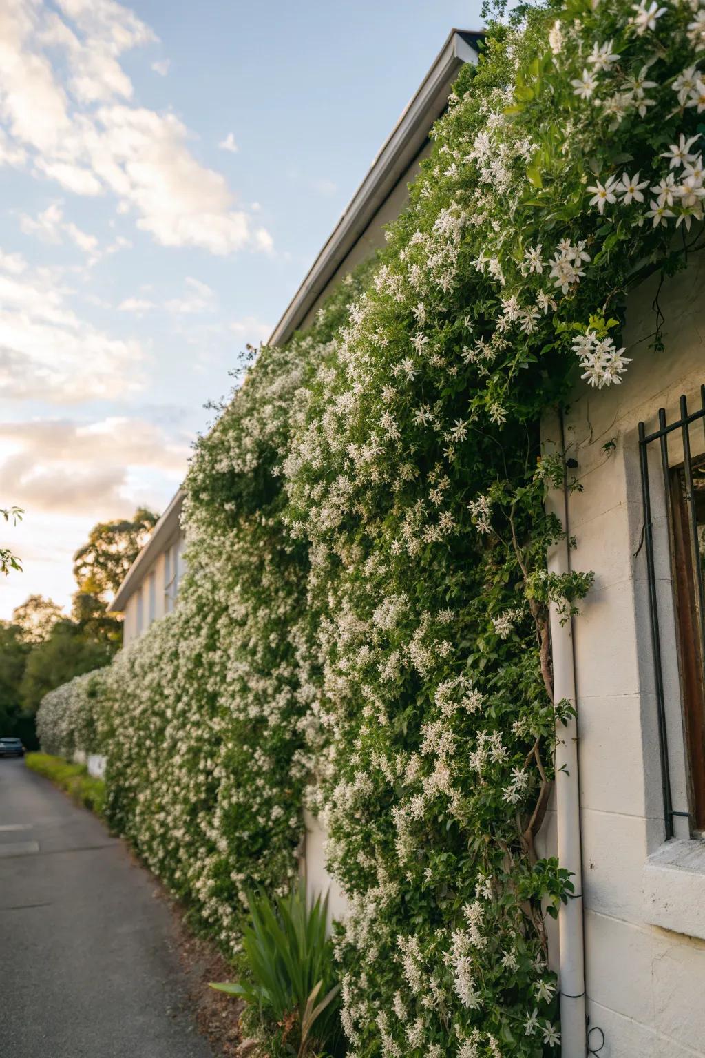 Design a dynamic artwork with blossom-covered walls.
