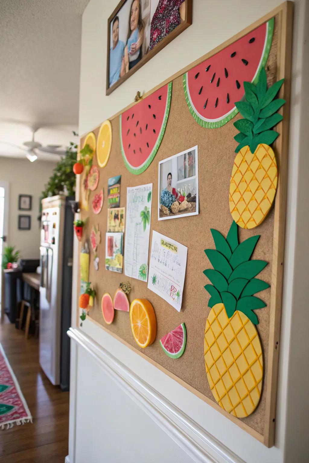 An exotic fruit-themed display board ideal for summer vibes.