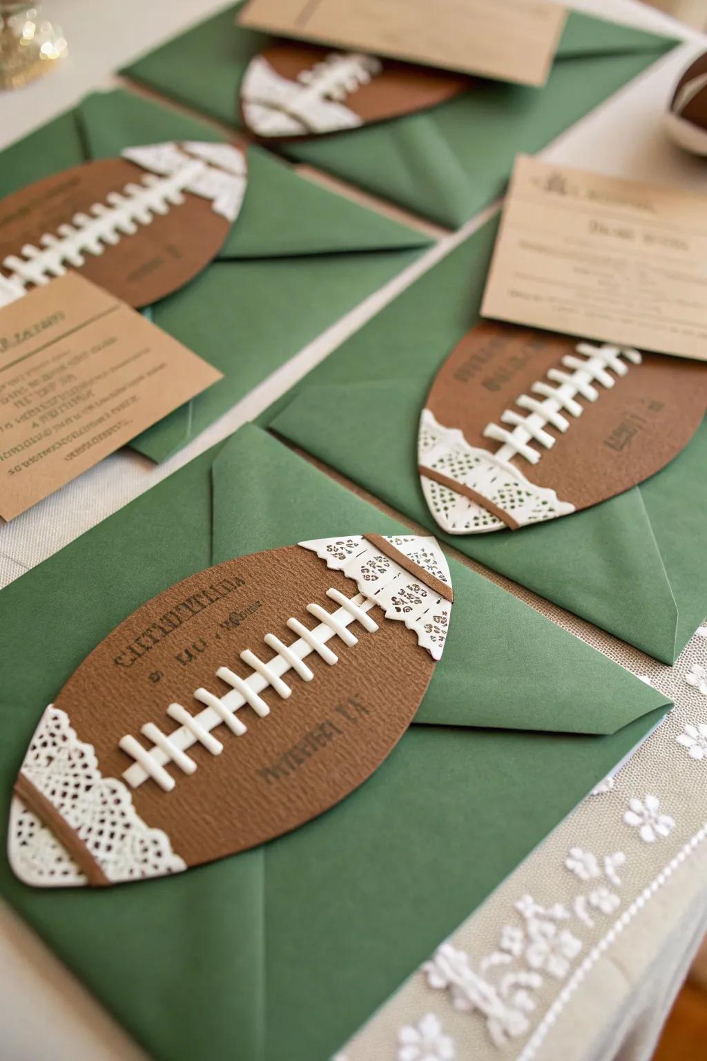 Bespoke football-shaped invites prepared to motivate the squad.