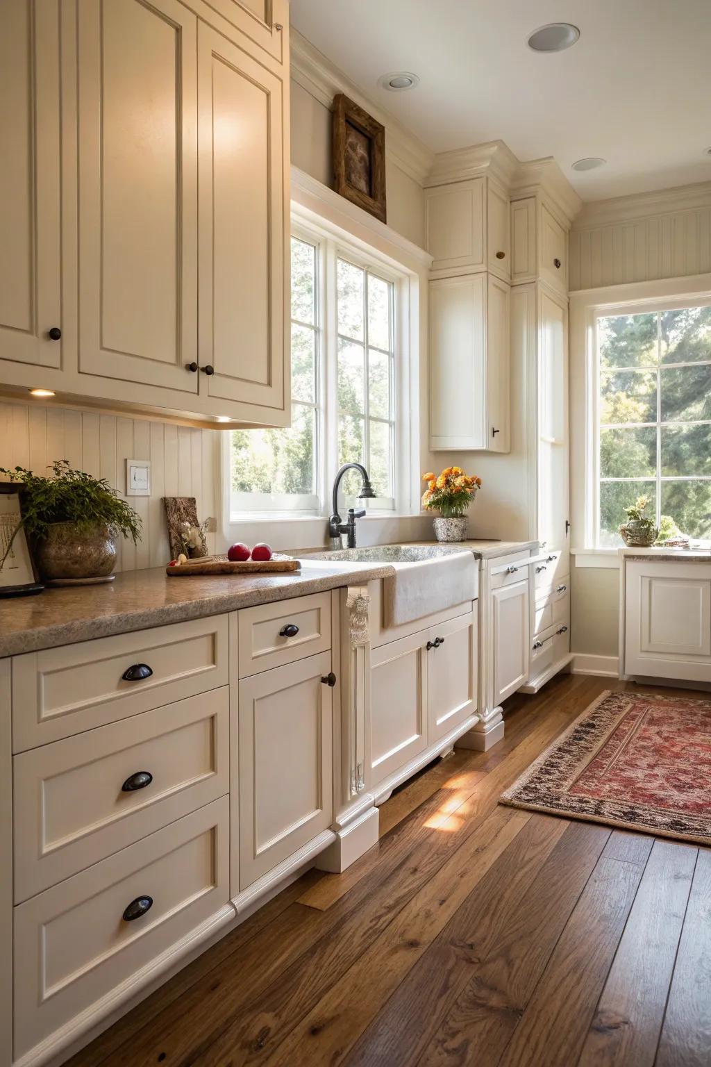 White cabinets provide a timeless elegance to any kitchen.