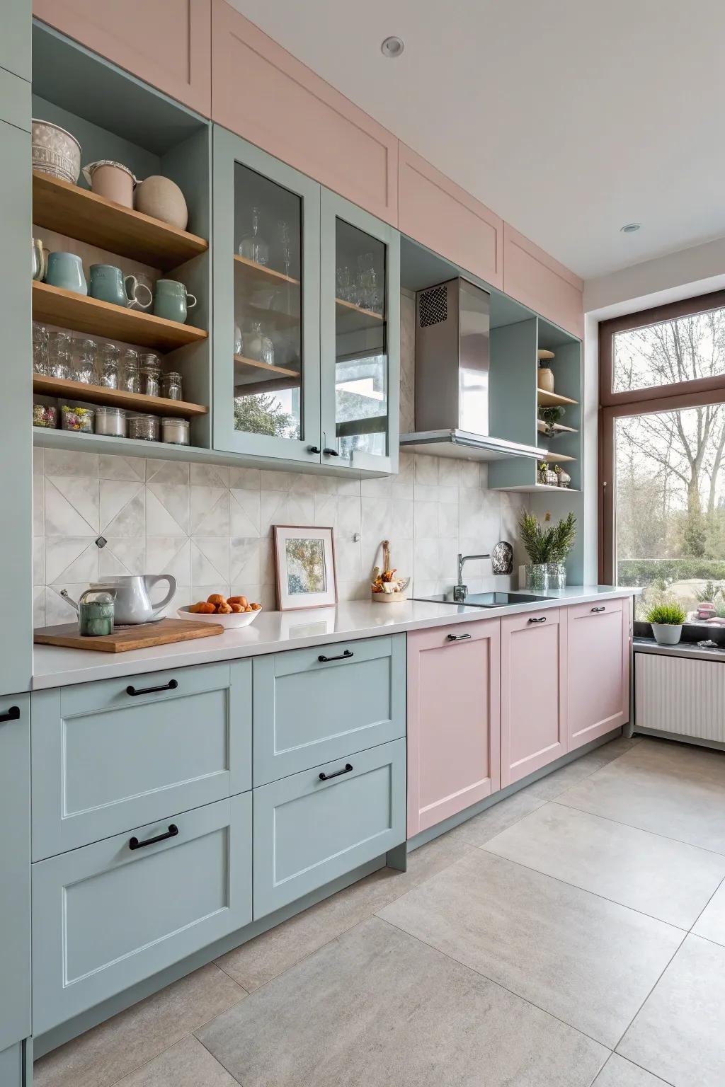 Two-tone cabinets bring both color and character to the kitchen.