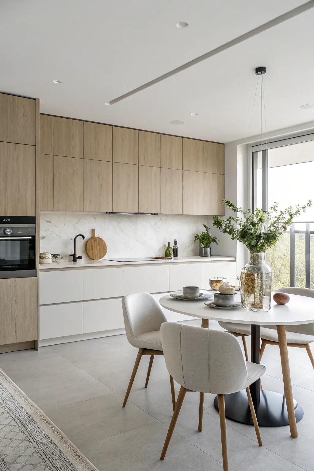 Elegant minimalist panels create a modern and spacious ambiance.