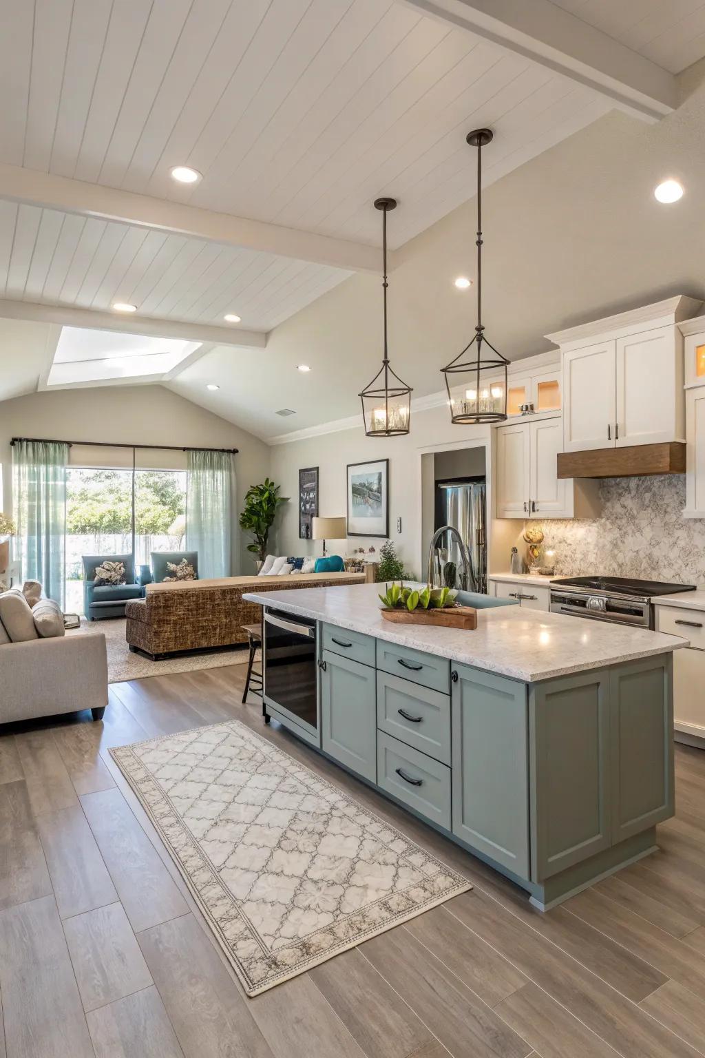An open-concept kitchen design fosters a welcoming and sociable atmosphere.