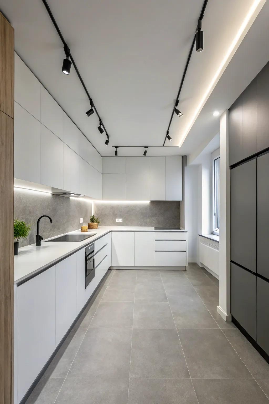 Create a contemporary look with minimalist track lighting.