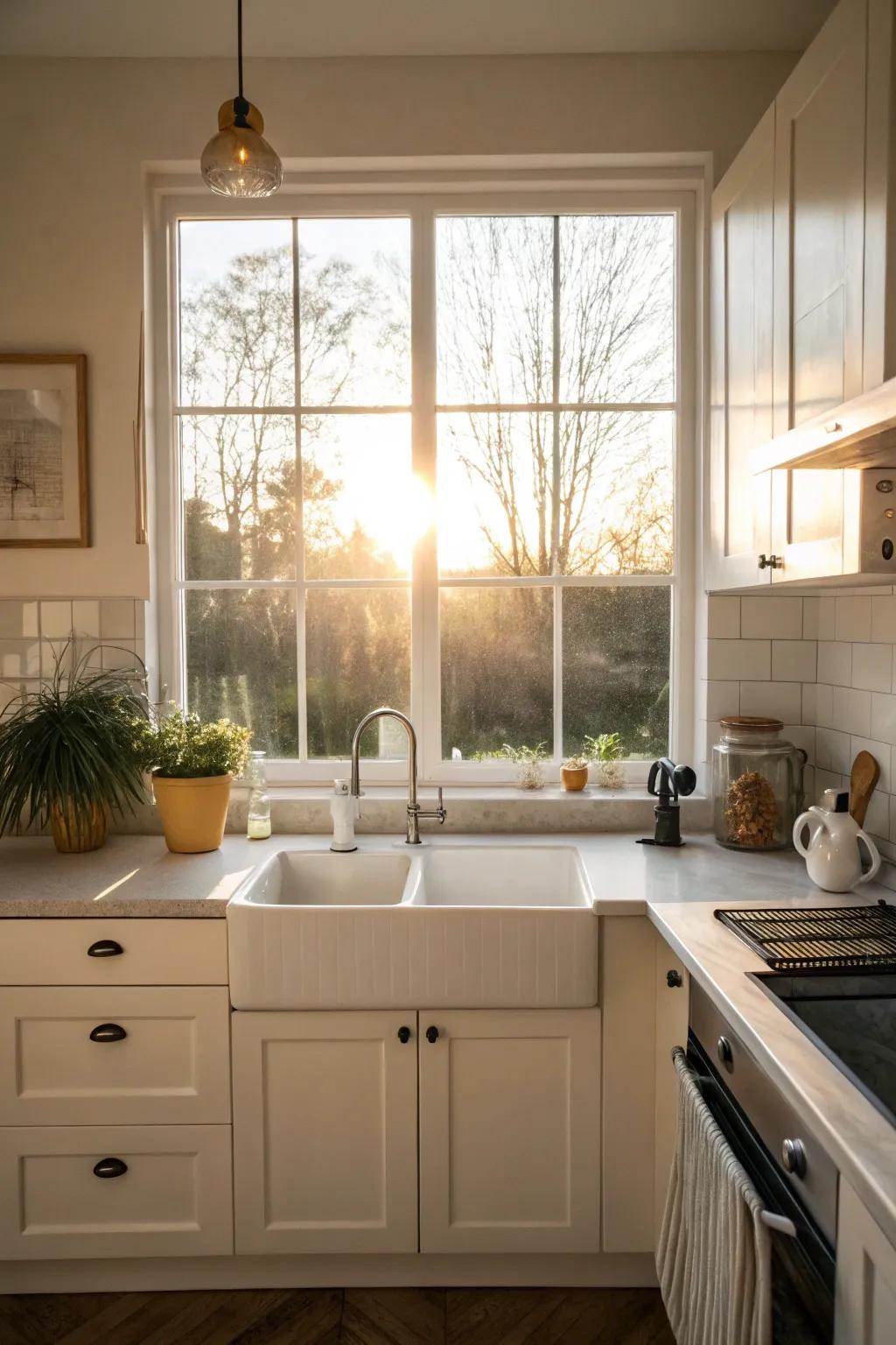 Natural light enhancing the kitchen's ambiance.