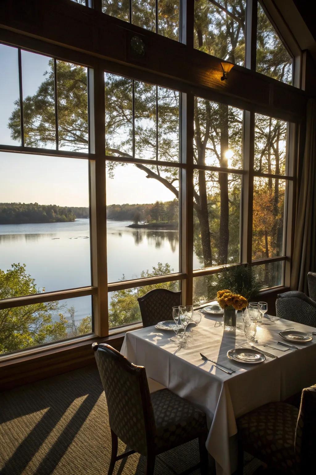 Allow the sunlight and lake views to enrich your dining moments.