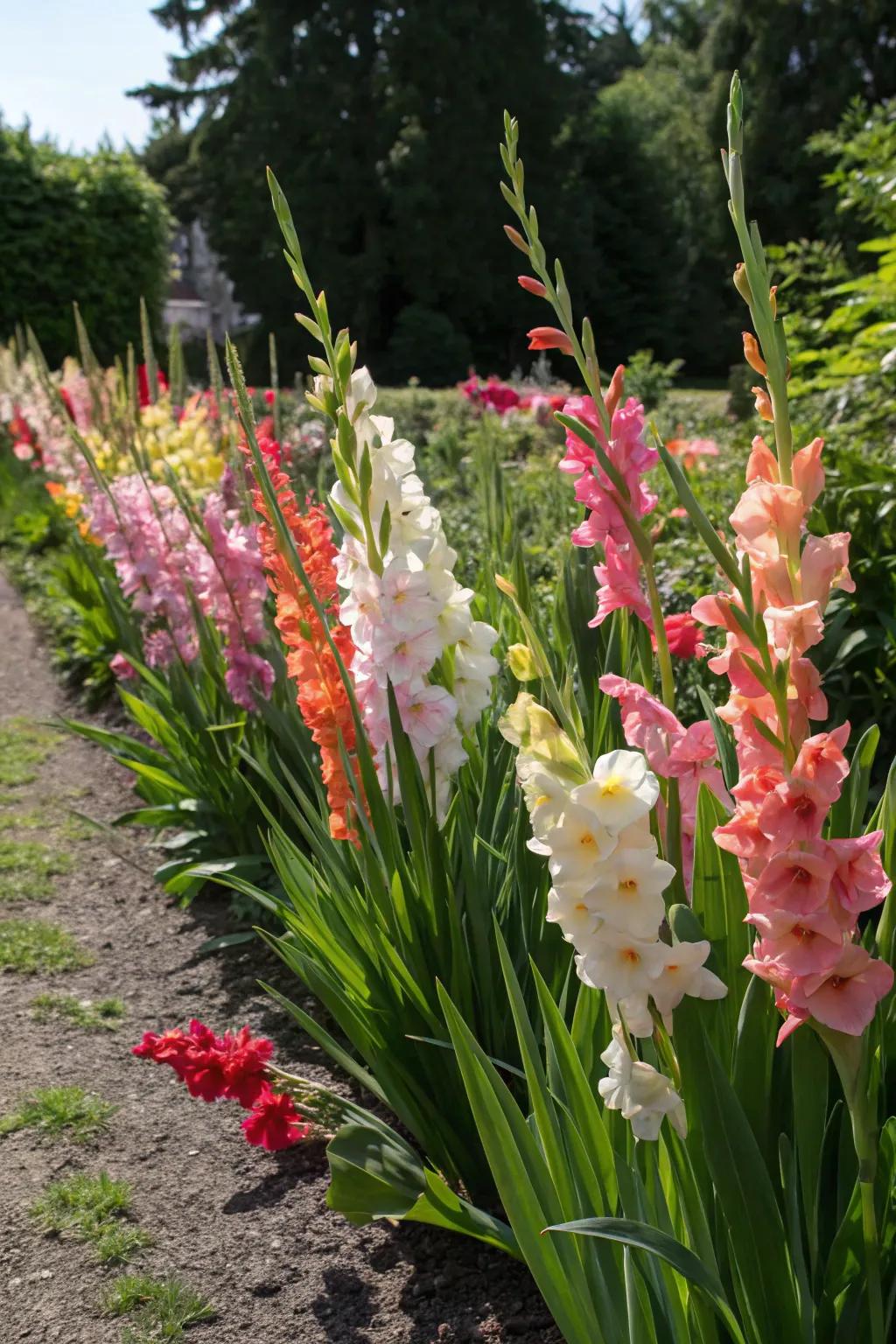 A spectrum of sword lily colors makes for an unforgettable garden exhibition.