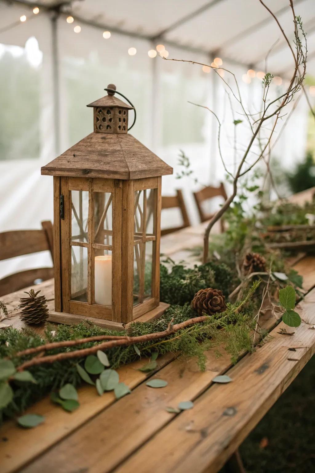 Woodsy lanterns can lend a bit of countryside allure to your space.