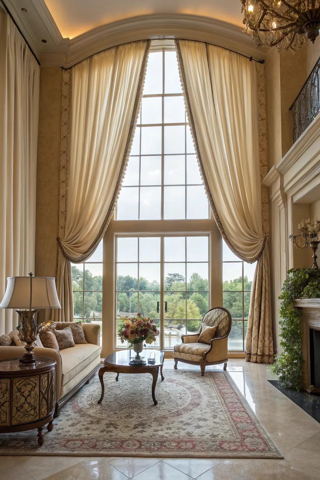 Elevate your space with floor-to-ceiling drapes.