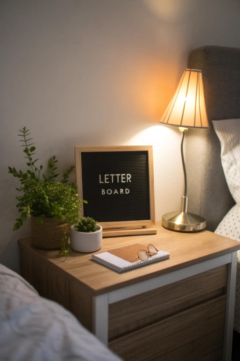 A letter board displaying an affirmation to invigorate the start of the day.