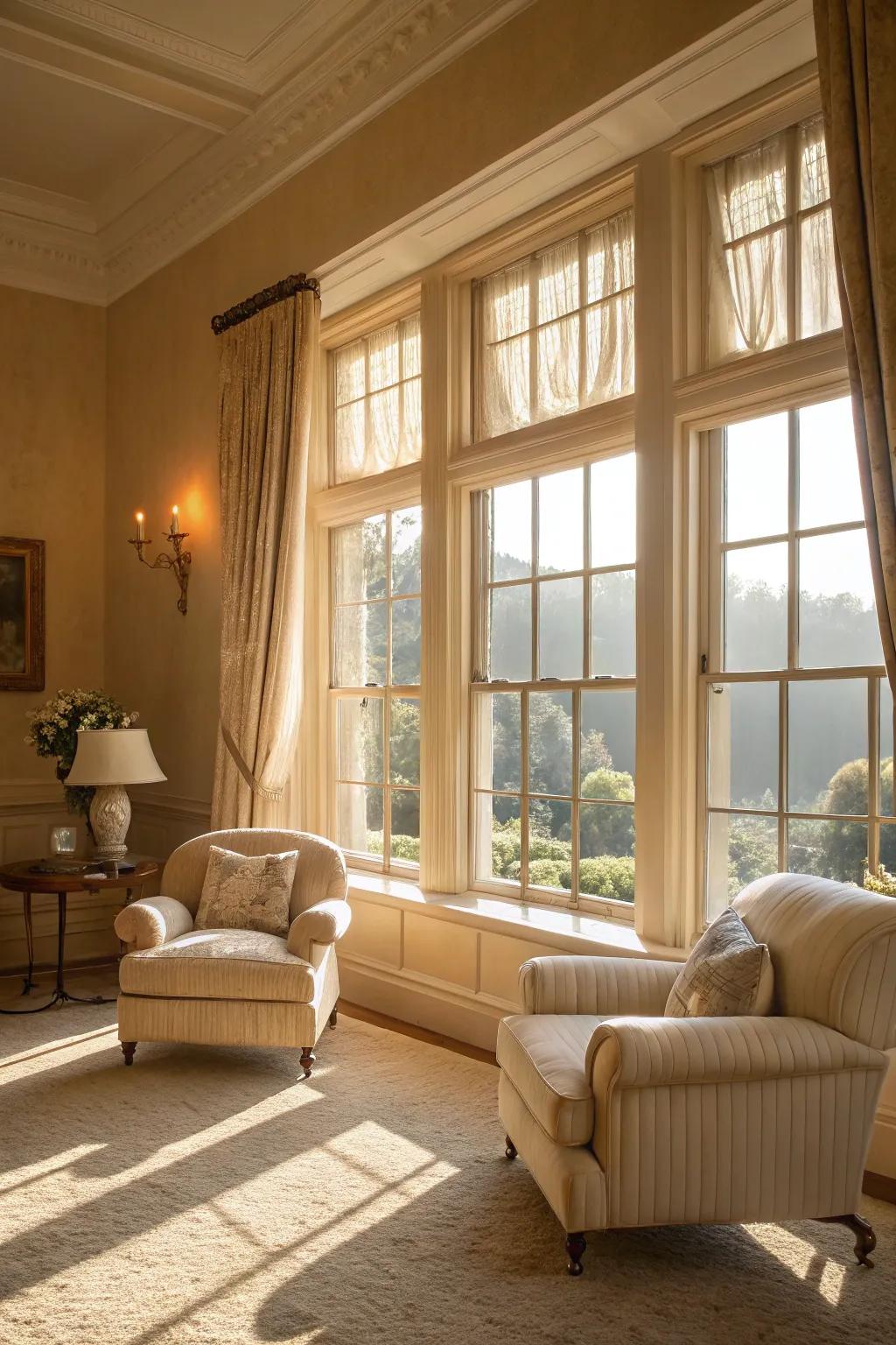 A peaceful area featuring gentle tan walls complemented by neutral touches.