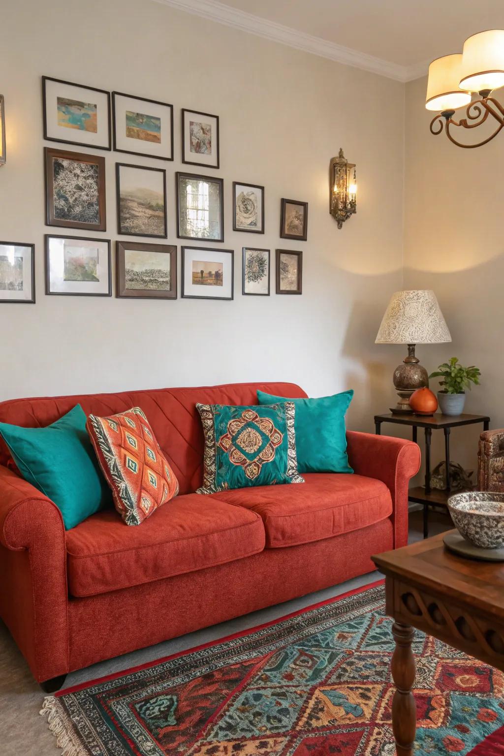 Vivid color highlights transform a basic space into a vibrant and spirited setting.
