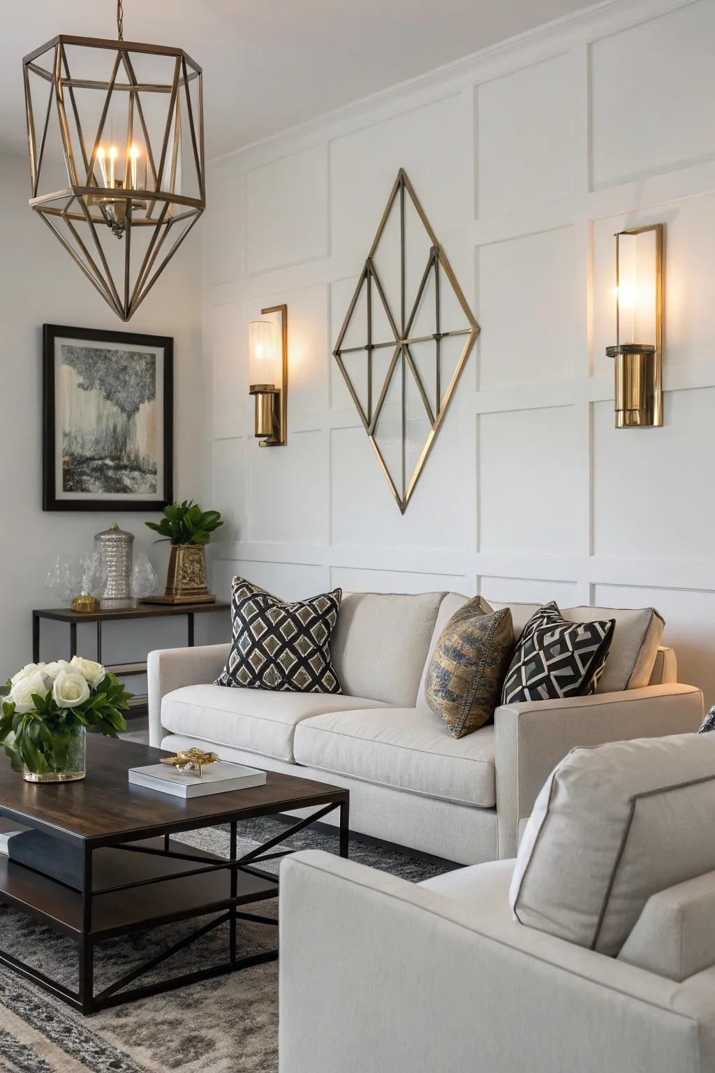 Shapes in sconces introduce a modern artistic element to your walls.