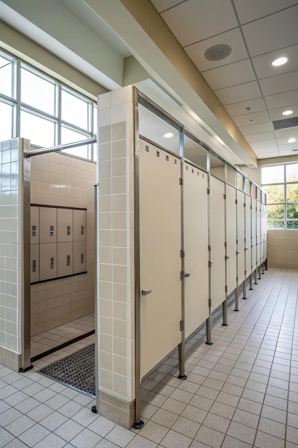 Private shower stalls offering comfort and privacy.