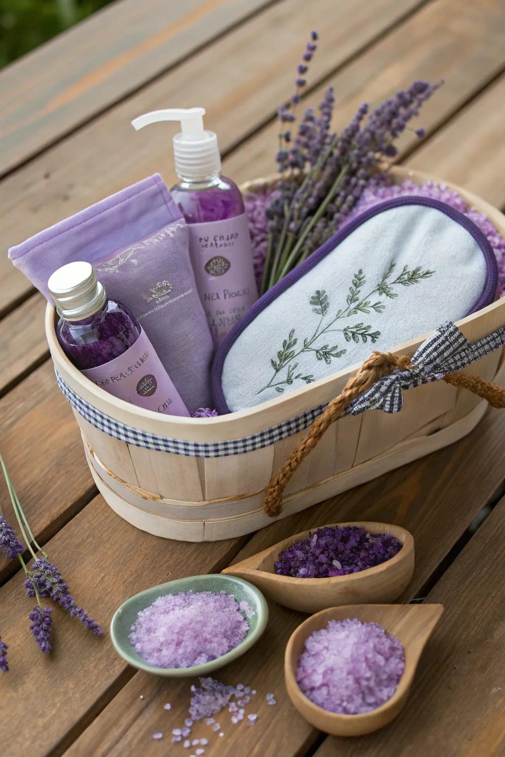 Lavender Serenity Hamper: A tranquil retreat enveloped in violet hues.