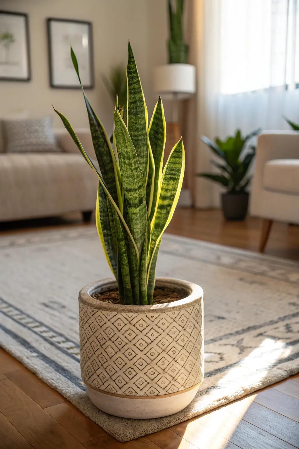 The effortlessly stylish serpent plant lends sophistication to any area.