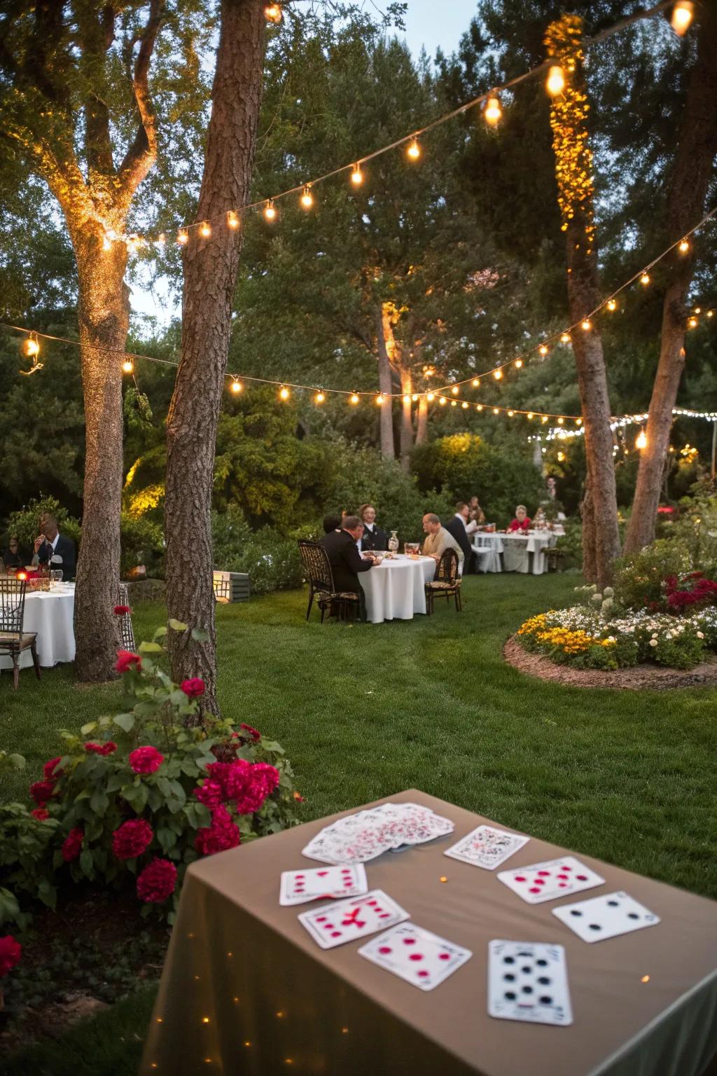 A backyard transformed into a playful casino, the ultimate setting for a lucky 7 birthday.