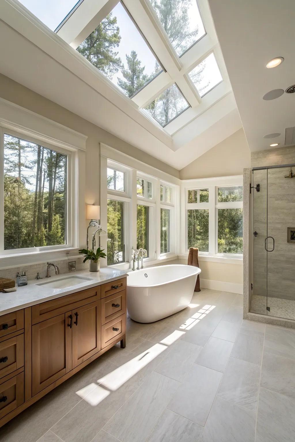 A generous floor plan enhances the upscale ambiance of your primary bathroom.