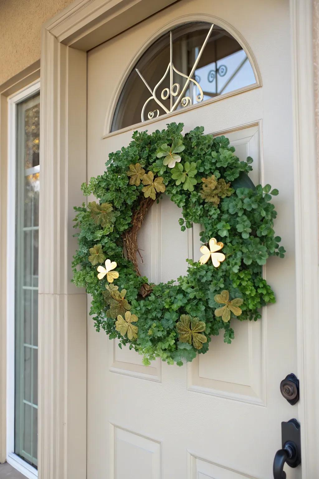 A clover garland infuses your entryway with Irish charisma.