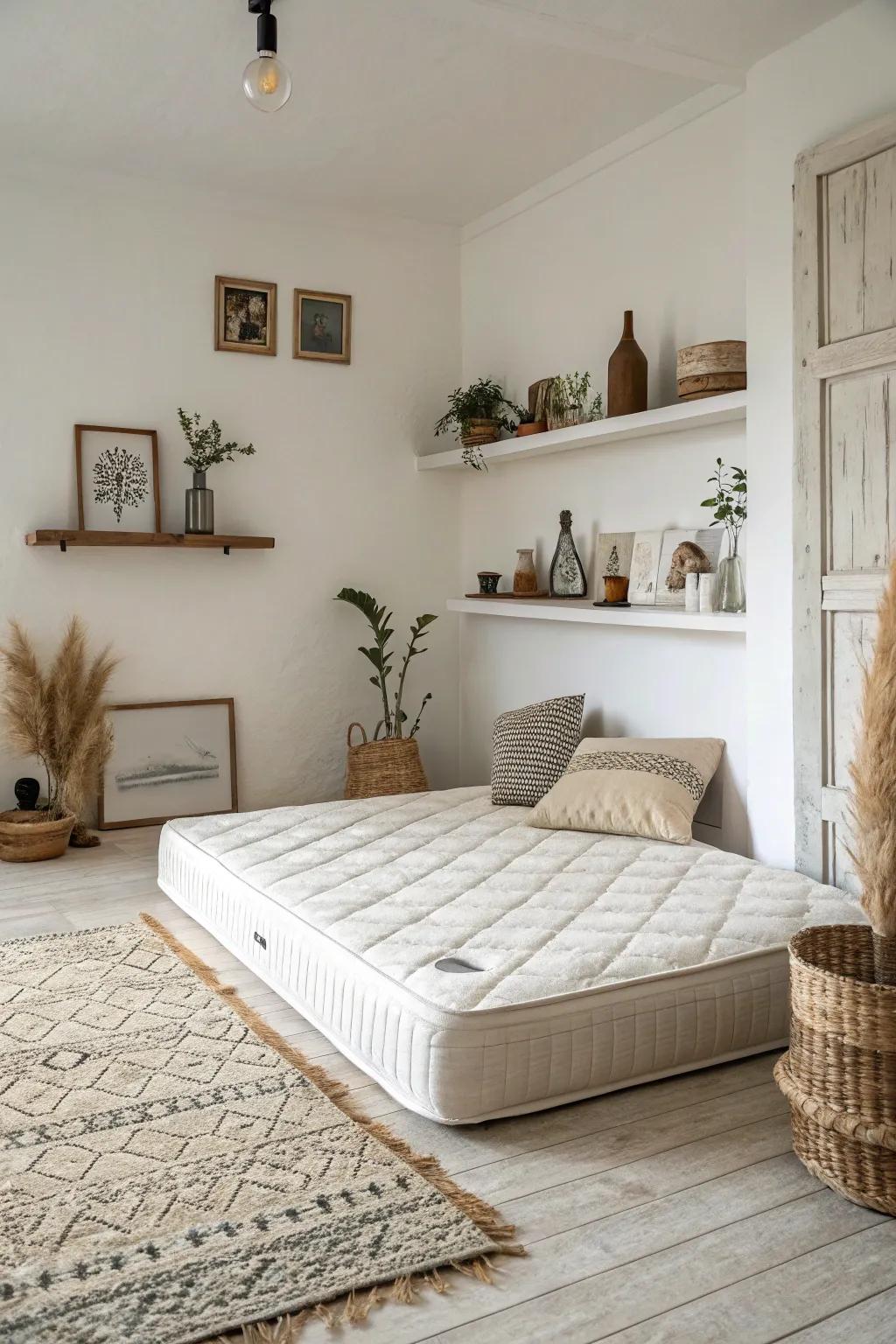 Find peace with a simple bedding arrangement.