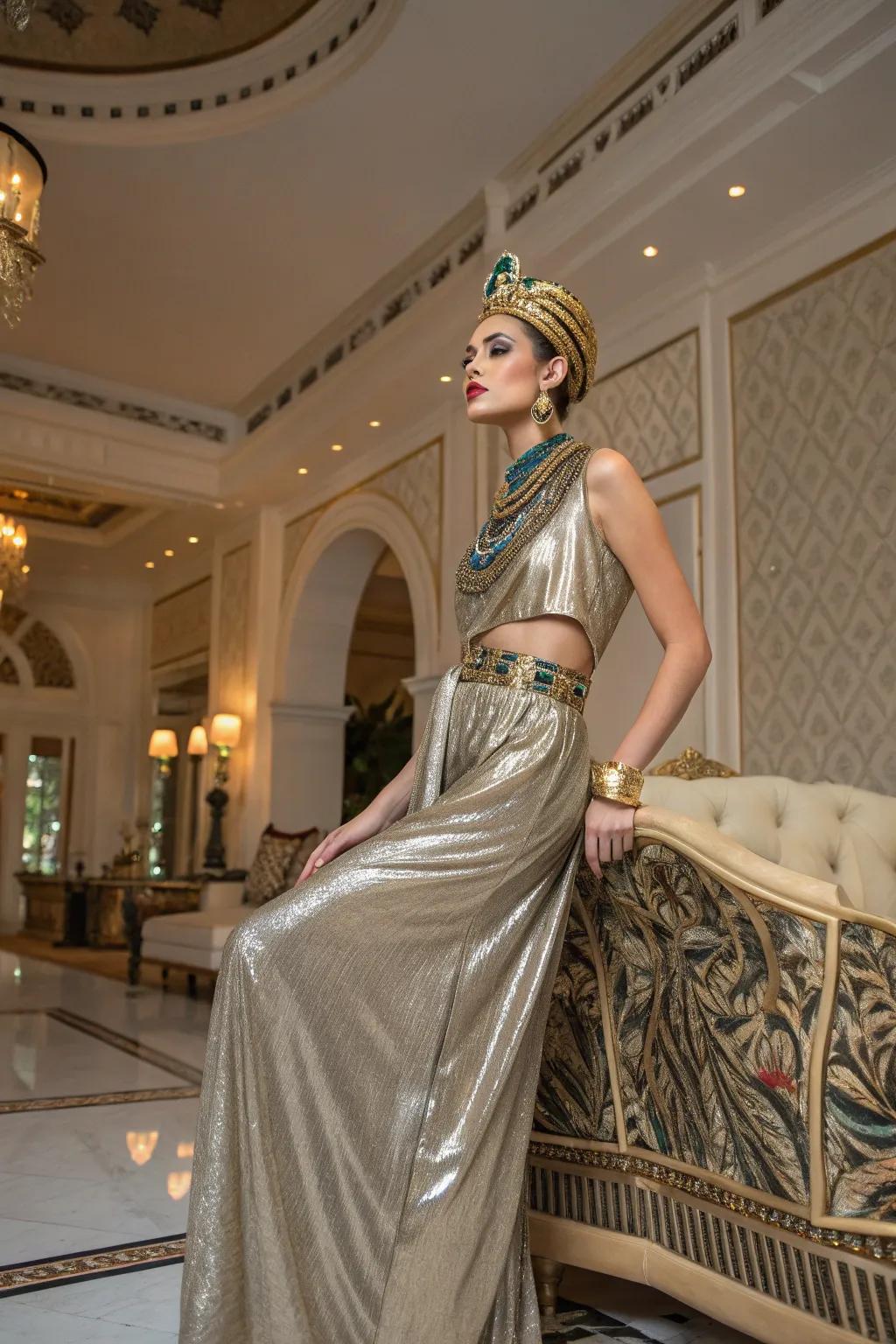 A fresh take on the Pharaoh with dazzling metallic hints.