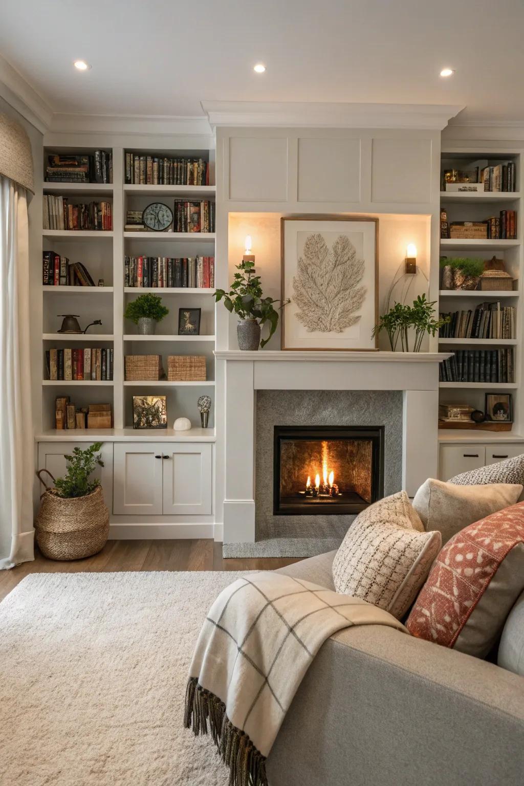 Revamp your alcove into a snug and useful fireplace escape.