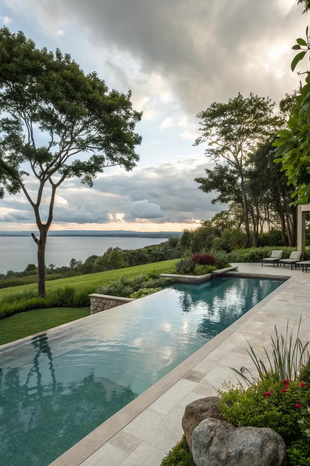 A pool featuring a gentle incline for elegant and simple access.