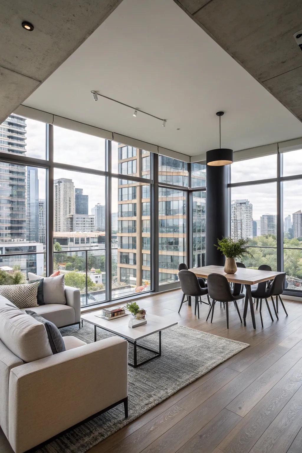 Open-plan designs foster a spacious and welcoming environment.