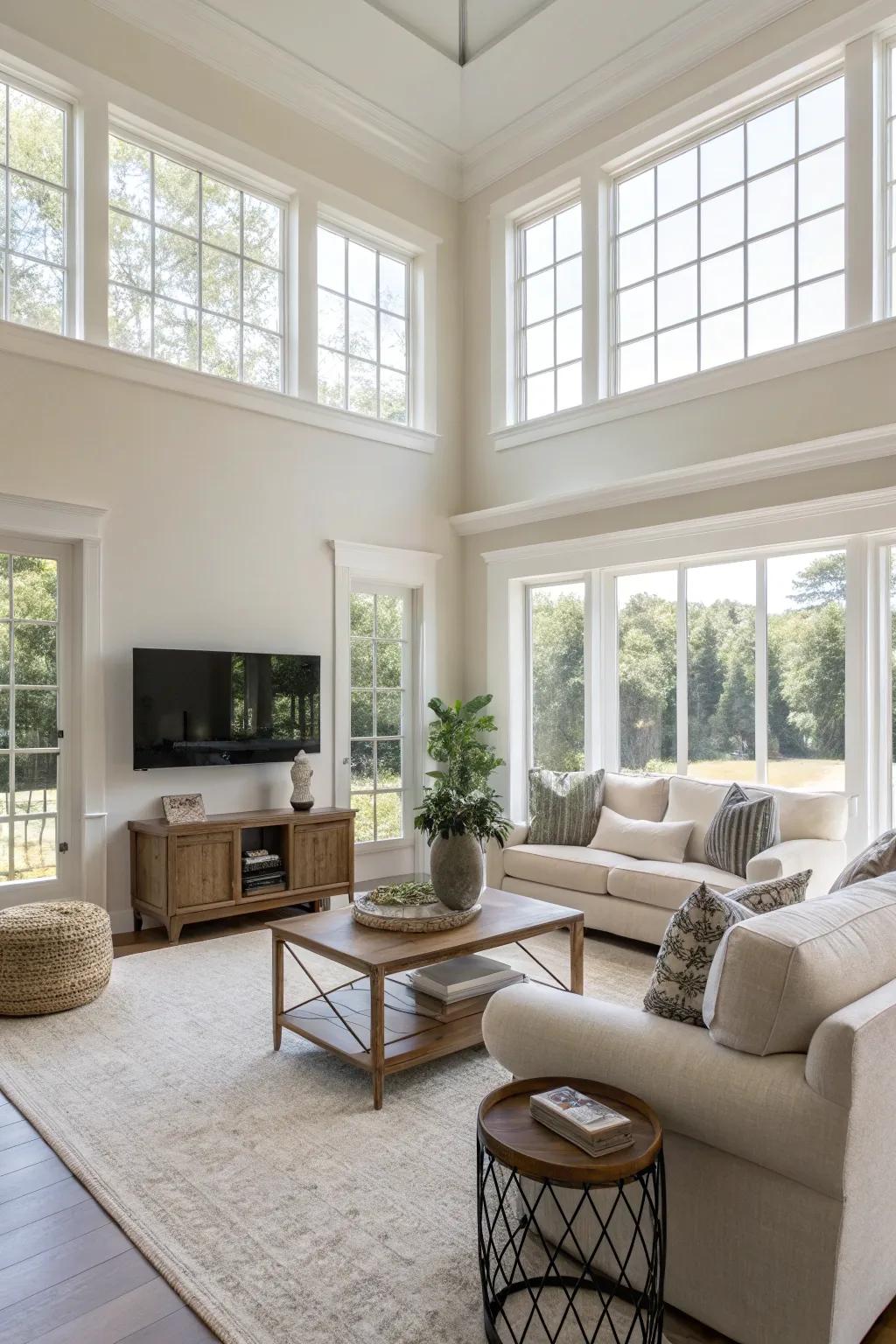 A spacious living area that perfectly embodies the principles of open space and ample light.