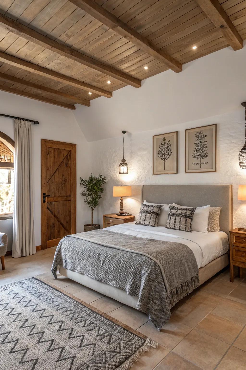 A peaceful primary bedroom featuring a relaxing neutral color scheme.