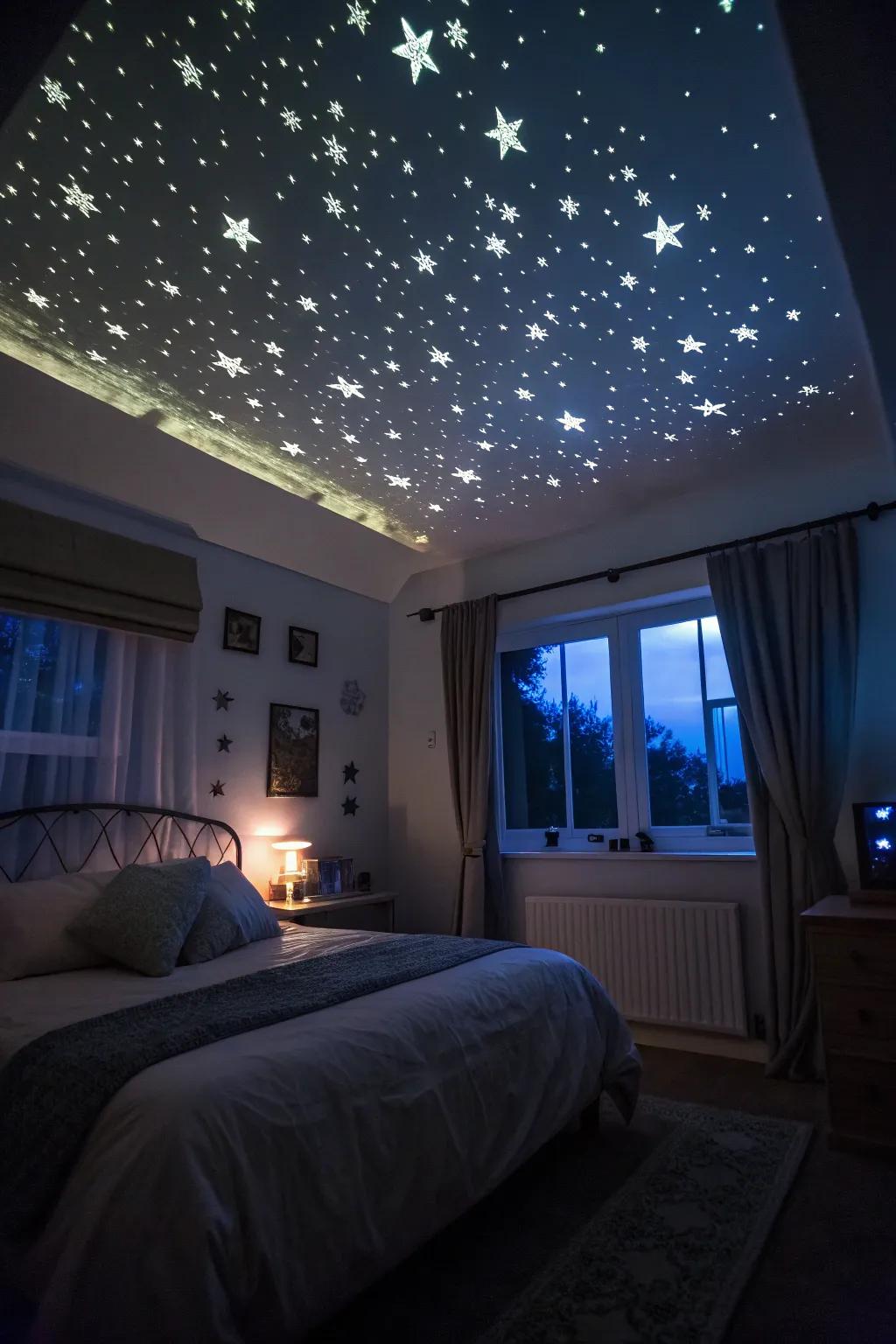 Introduce the enchantment of a starry night to your bedroom.