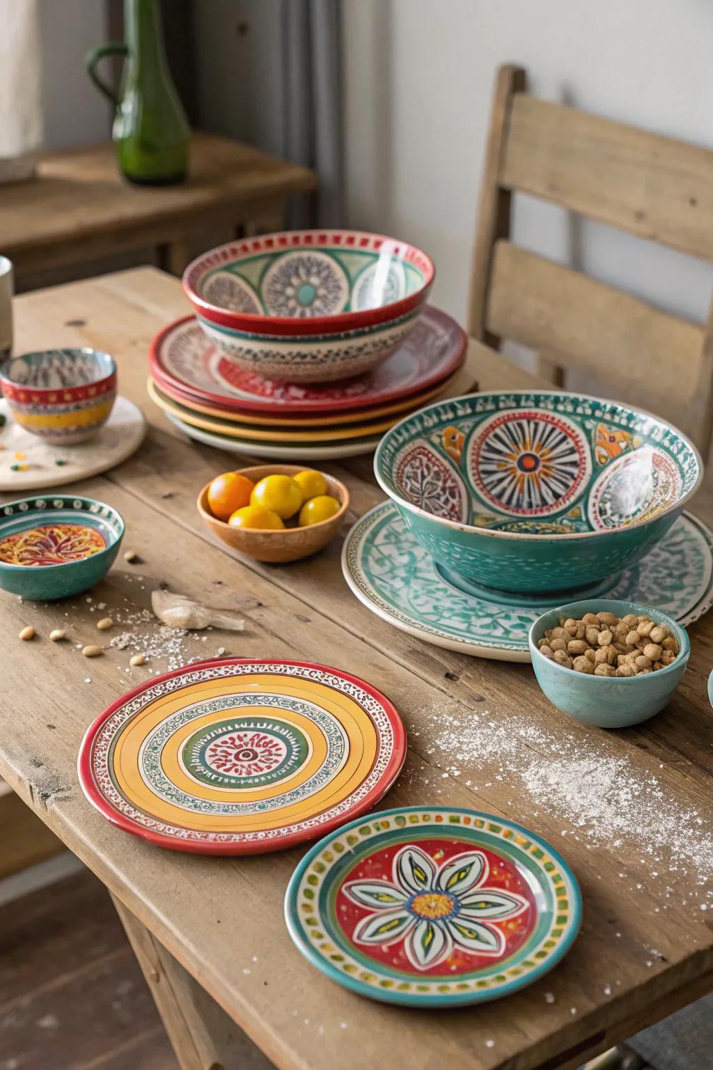 Brightly colored Moroccan ceramics that brighten any kitchen.