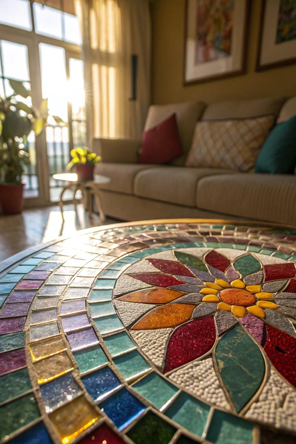 Colorful glass squares make any room pop with vibrant hues and reflections.