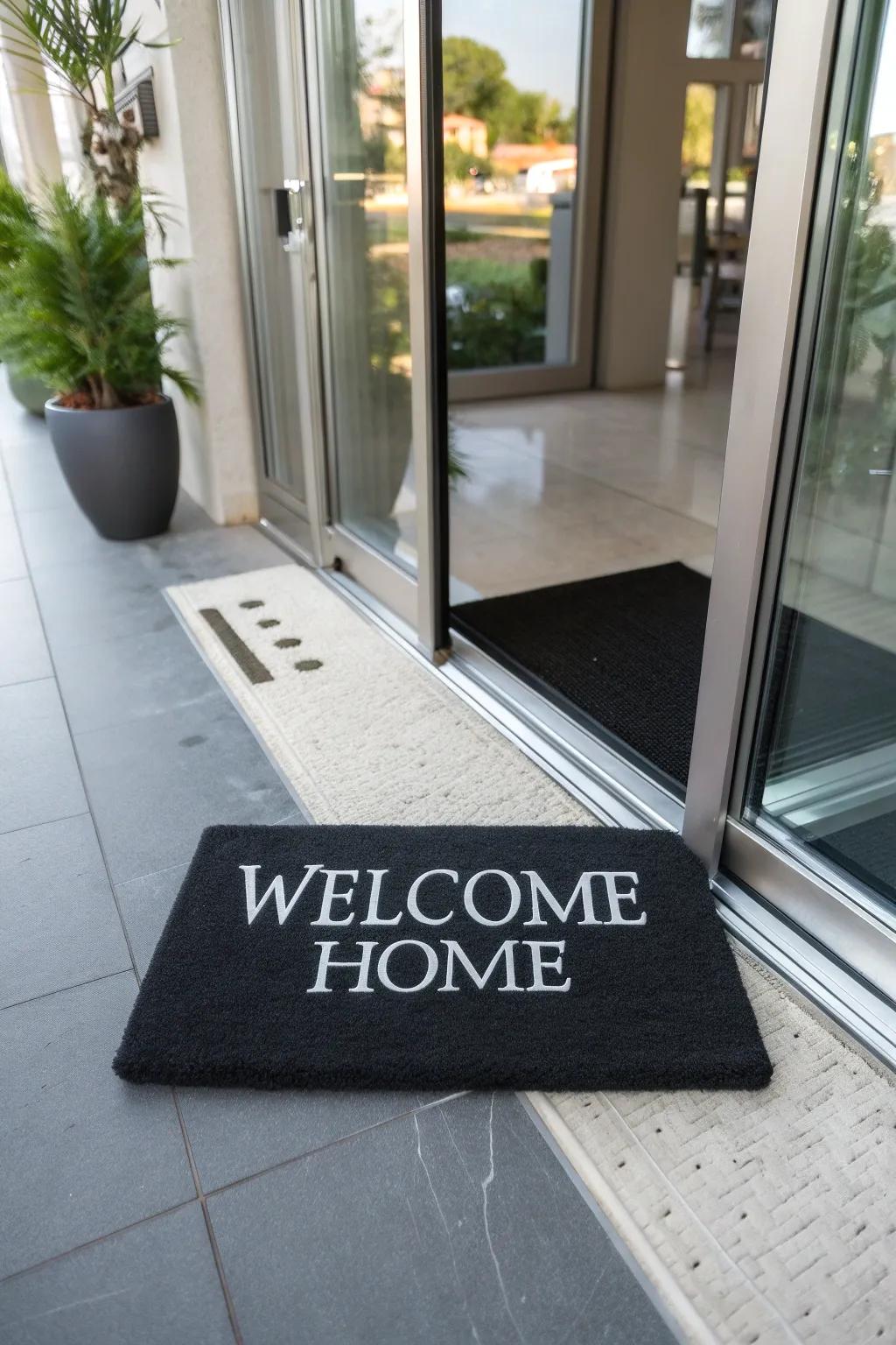 A personalized welcome mat that adds character to any entryway.