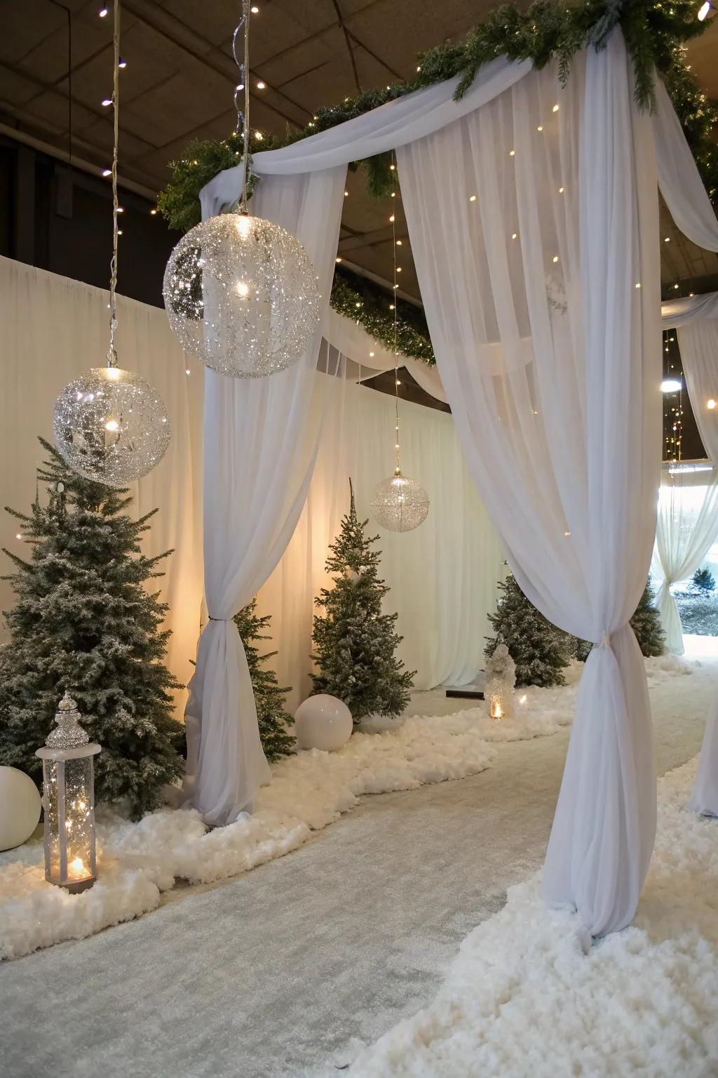 An enchanting indoor winter wonderland that captures the essence of the holidays.